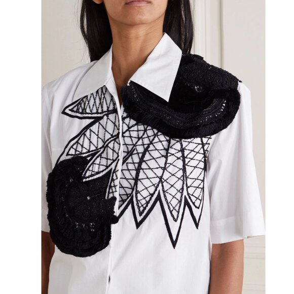 Dries van Noten tasseled beaded embroidered cotton-poplin shirt - Picture 9 of 11